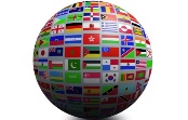 Bandeiras no mapa mundo